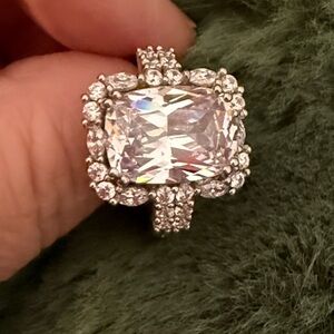 Dazzling Sterling Silver and Large cubic zirconia with crown cz accents BBJ925